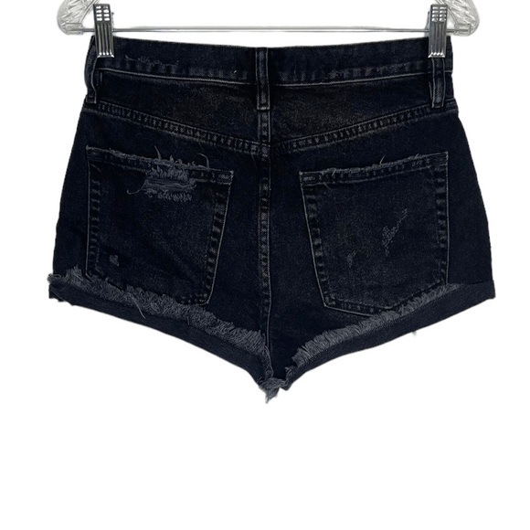 Free People Lasso Denim Short Faded Black Button Fly Fray Hem NWT - Picture 3 of 12
